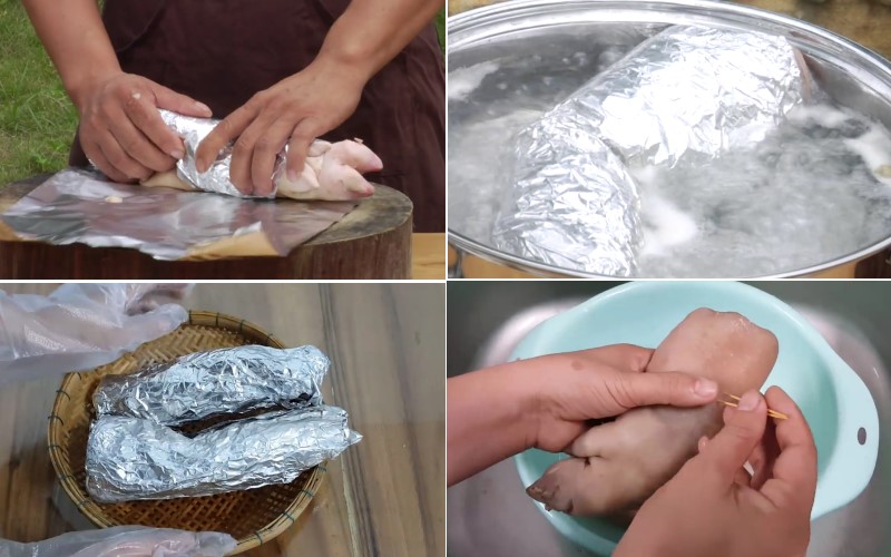 Luộc chân giò để khi chiên không bị bở