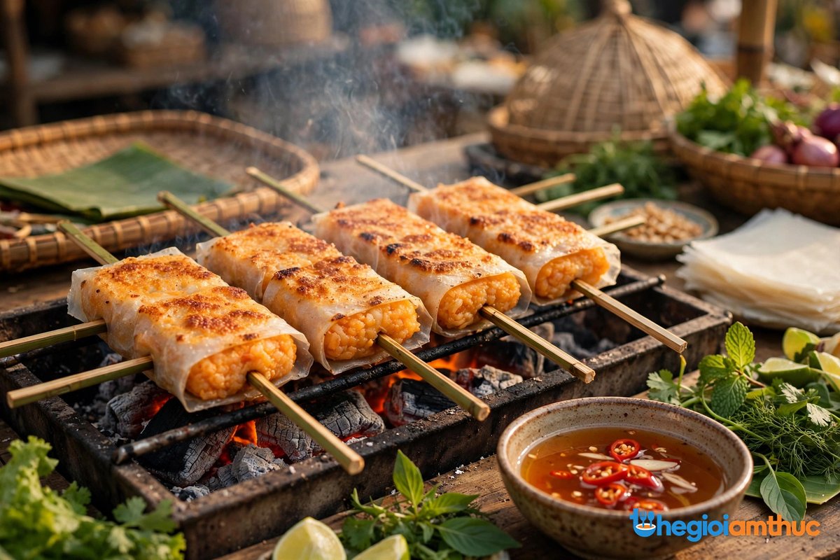 Chả tôm Thanh Hóa nướng than hoa